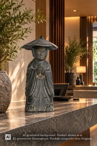 Product image of the product “Standing Monk with Hat, 60 cm Height, Cast Stone, Antique Finish Colour ”